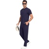image:imagePrinStory Mens Short Sleeve Outfits Waffle Knit Henley Shirt and Pants Set Casual 2 Pieces Summer Tracksuits with PocketsNavy Blue