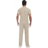 image:imagePrinStory Mens Short Sleeve Outfits Waffle Knit Henley Shirt and Pants Set Casual 2 Pieces Summer Tracksuits with PocketsOatmeal