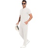 image:imagePrinStory Mens Short Sleeve Outfits Waffle Knit Henley Shirt and Pants Set Casual 2 Pieces Summer Tracksuits with PocketsWhite