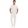 image:imagePrinStory Mens Short Sleeve Outfits Waffle Knit Henley Shirt and Pants Set Casual 2 Pieces Summer Tracksuits with PocketsWhite
