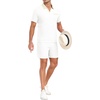 image:imagePrinStory Mens Summer Track Suits Waffle Knit Polo Shirt and Shorts Set Casual 2 Pieces Outfits with PocketsWhite