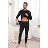 image:imagePrinStory Mens Thermal Underwear Long Johns  Cold Weather Base Layer Set Elasticity Top and Bottoms for Men S2XL04 Barbon Black