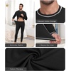 image:imagePrinStory Mens Thermal Underwear Long Johns  Cold Weather Base Layer Set Elasticity Top and Bottoms for Men S2XL04 Barbon Black