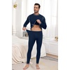 image:imagePrinStory Mens Thermal Underwear Long Johns  Cold Weather Base Layer Set Elasticity Top and Bottoms for Men S2XL05 Navy Blue