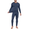 image:imagePrinStory Mens Thermal Underwear Long Johns  Cold Weather Base Layer Set Elasticity Top and Bottoms for Men S2XL07 Denim Blue