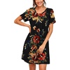 image:imagePrinStory Nightgowns for Women Short Sleeve Night Gowns Pleated Sleep Shirt Ladies Nightshirt Soft SleepwearA05 Fpbrown Black