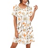 image:imagePrinStory Nightgowns for Women Short Sleeve Night Gowns Pleated Sleep Shirt Ladies Nightshirt Soft SleepwearFpwhite Sketch Rose