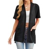 image:imagePrinStory Short Sleeve Cardigans for Women Lightweight Sheer Knit Casual Cover Up with Pockets Summer 2026 Outfit0 Black
