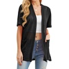 image:imagePrinStory Short Sleeve Cardigans for Women Lightweight Sheer Knit Casual Cover Up with Pockets Summer 2026 Outfit0 Black
