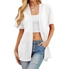 image:imagePrinStory Short Sleeve Cardigans for Women Lightweight Sheer Knit Casual Cover Up with Pockets Summer 2026 Outfit1 White