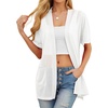 image:imagePrinStory Short Sleeve Cardigans for Women Lightweight Sheer Knit Casual Cover Up with Pockets Summer 2026 Outfit1 White