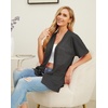 image:imagePrinStory Short Sleeve Cardigans for Women Lightweight Sheer Knit Casual Cover Up with Pockets Summer 2026 Outfit12 Dark Gray