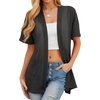 image:imagePrinStory Short Sleeve Cardigans for Women Lightweight Sheer Knit Casual Cover Up with Pockets Summer 2026 Outfit12 Dark Gray