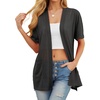 image:imagePrinStory Short Sleeve Cardigans for Women Lightweight Sheer Knit Casual Cover Up with Pockets Summer 2026 Outfit12 Dark Gray