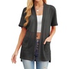 image:imagePrinStory Short Sleeve Cardigans for Women Lightweight Sheer Knit Casual Cover Up with Pockets Summer 2026 Outfit12 Dark Gray