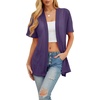 image:imagePrinStory Short Sleeve Cardigans for Women Lightweight Sheer Knit Casual Cover Up with Pockets Summer 2026 Outfit13 Purple