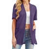 image:imagePrinStory Short Sleeve Cardigans for Women Lightweight Sheer Knit Casual Cover Up with Pockets Summer 2026 Outfit13 Purple