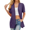 image:imagePrinStory Short Sleeve Cardigans for Women Lightweight Sheer Knit Casual Cover Up with Pockets Summer 2026 Outfit13 Purple