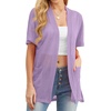 image:imagePrinStory Short Sleeve Cardigans for Women Lightweight Sheer Knit Casual Cover Up with Pockets Summer 2026 Outfit14 Light Purple