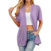 image:imagePrinStory Short Sleeve Cardigans for Women Lightweight Sheer Knit Casual Cover Up with Pockets Summer 2026 Outfit14 Light Purple