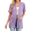 image:imagePrinStory Short Sleeve Cardigans for Women Lightweight Sheer Knit Casual Cover Up with Pockets Summer 2026 Outfit14 Light Purple