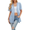 image:imagePrinStory Short Sleeve Cardigans for Women Lightweight Sheer Knit Casual Cover Up with Pockets Summer 2026 Outfit15 Light Blue
