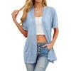 image:imagePrinStory Short Sleeve Cardigans for Women Lightweight Sheer Knit Casual Cover Up with Pockets Summer 2026 Outfit15 Light Blue