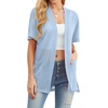 image:imagePrinStory Short Sleeve Cardigans for Women Lightweight Sheer Knit Casual Cover Up with Pockets Summer 2026 Outfit15 Light Blue