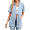 image:imagePrinStory Short Sleeve Cardigans for Women Lightweight Sheer Knit Casual Cover Up with Pockets Summer 2026 Outfit15 Light Blue