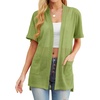 image:imagePrinStory Short Sleeve Cardigans for Women Lightweight Sheer Knit Casual Cover Up with Pockets Summer 2026 Outfit16 Light Green