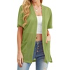 image:imagePrinStory Short Sleeve Cardigans for Women Lightweight Sheer Knit Casual Cover Up with Pockets Summer 2026 Outfit16 Light Green