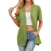 image:imagePrinStory Short Sleeve Cardigans for Women Lightweight Sheer Knit Casual Cover Up with Pockets Summer 2026 Outfit16 Light Green