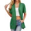 image:imagePrinStory Short Sleeve Cardigans for Women Lightweight Sheer Knit Casual Cover Up with Pockets Summer 2026 Outfit17 Green