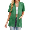 image:imagePrinStory Short Sleeve Cardigans for Women Lightweight Sheer Knit Casual Cover Up with Pockets Summer 2026 Outfit17 Green