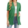 image:imagePrinStory Short Sleeve Cardigans for Women Lightweight Sheer Knit Casual Cover Up with Pockets Summer 2026 Outfit17 Green