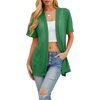 image:imagePrinStory Short Sleeve Cardigans for Women Lightweight Sheer Knit Casual Cover Up with Pockets Summer 2026 Outfit17 Green