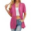 image:imagePrinStory Short Sleeve Cardigans for Women Lightweight Sheer Knit Casual Cover Up with Pockets Summer 2026 Outfit19 Rose Red