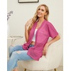 image:imagePrinStory Short Sleeve Cardigans for Women Lightweight Sheer Knit Casual Cover Up with Pockets Summer 2026 Outfit19 Rose Red