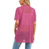 image:imagePrinStory Short Sleeve Cardigans for Women Lightweight Sheer Knit Casual Cover Up with Pockets Summer 2026 Outfit19 Rose Red