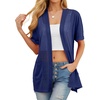 image:imagePrinStory Short Sleeve Cardigans for Women Lightweight Sheer Knit Casual Cover Up with Pockets Summer 2026 Outfit2 Navy Blue