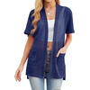 image:imagePrinStory Short Sleeve Cardigans for Women Lightweight Sheer Knit Casual Cover Up with Pockets Summer 2026 Outfit2 Navy Blue
