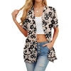image:imagePrinStory Short Sleeve Cardigans for Women Lightweight Sheer Knit Casual Cover Up with Pockets Summer 2026 Outfit20 Khaki Black Flower
