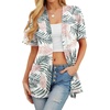 image:imagePrinStory Short Sleeve Cardigans for Women Lightweight Sheer Knit Casual Cover Up with Pockets Summer 2026 Outfit21 White Palm Leaf