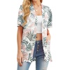 image:imagePrinStory Short Sleeve Cardigans for Women Lightweight Sheer Knit Casual Cover Up with Pockets Summer 2026 Outfit21 White Palm Leaf