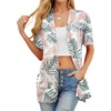 image:imagePrinStory Short Sleeve Cardigans for Women Lightweight Sheer Knit Casual Cover Up with Pockets Summer 2026 Outfit21 White Palm Leaf