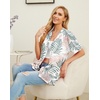 image:imagePrinStory Short Sleeve Cardigans for Women Lightweight Sheer Knit Casual Cover Up with Pockets Summer 2026 Outfit21 White Palm Leaf