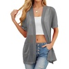 image:imagePrinStory Short Sleeve Cardigans for Women Lightweight Sheer Knit Casual Cover Up with Pockets Summer 2026 Outfit3 Smoky Gray