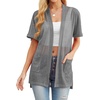 image:imagePrinStory Short Sleeve Cardigans for Women Lightweight Sheer Knit Casual Cover Up with Pockets Summer 2026 Outfit3 Smoky Gray