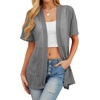 image:imagePrinStory Short Sleeve Cardigans for Women Lightweight Sheer Knit Casual Cover Up with Pockets Summer 2026 Outfit3 Smoky Gray