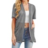 image:imagePrinStory Short Sleeve Cardigans for Women Lightweight Sheer Knit Casual Cover Up with Pockets Summer 2026 Outfit3 Smoky Gray